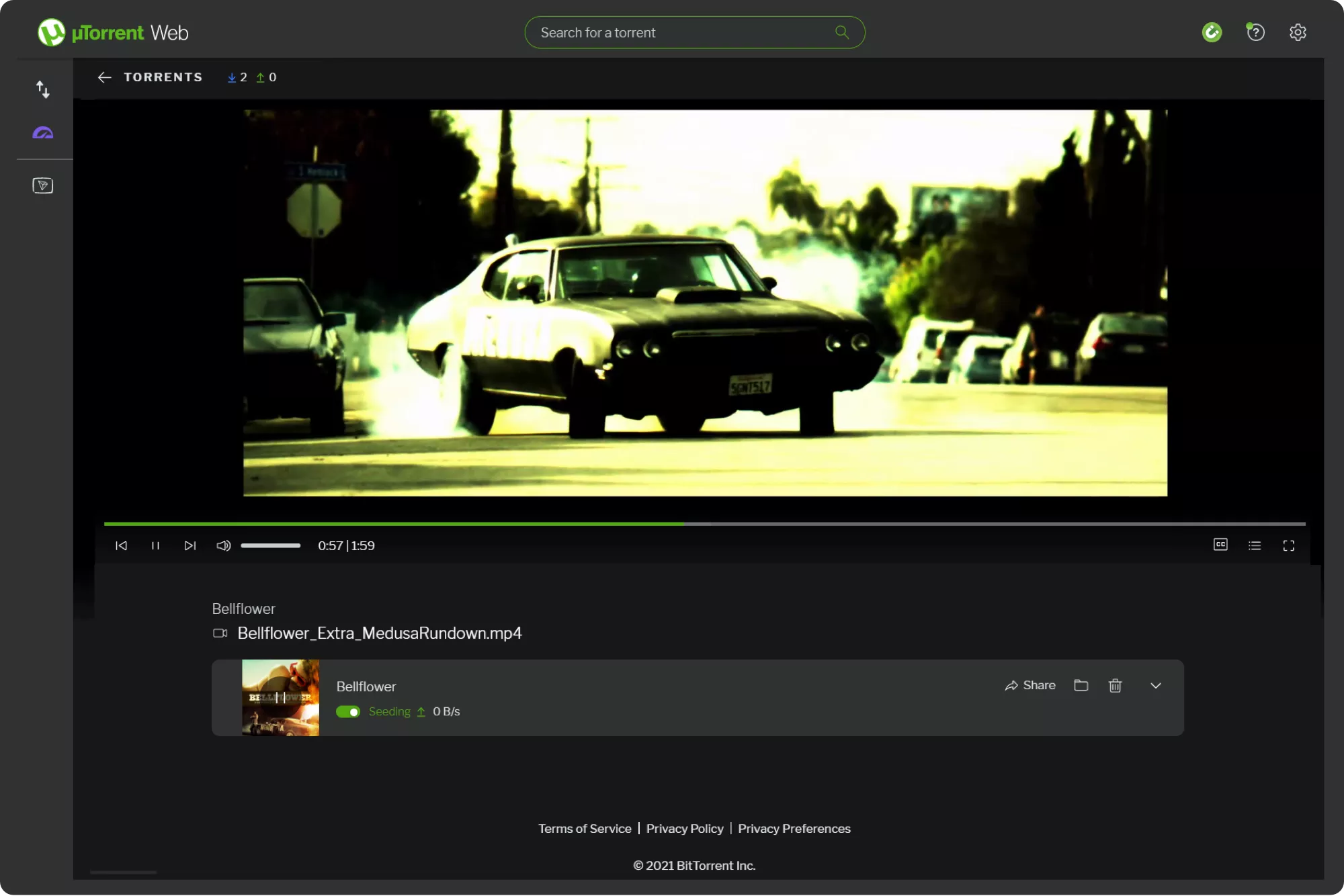Still of partial playback starting while a uTorrent job is unfinished